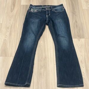 ND Weekend Dark Wash Bootcut Embroidered Blue Denim Jeans